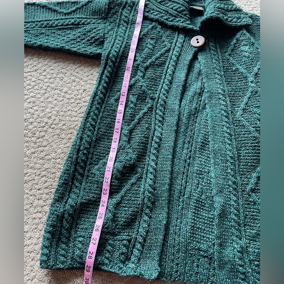 Made in Ireland green wool knit long sweater - Picture 11 of 15